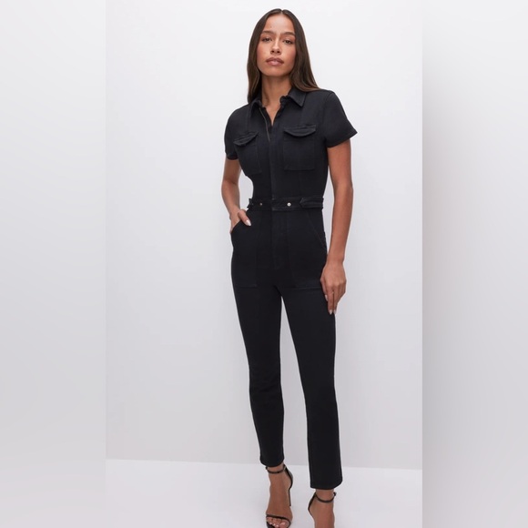 GOOD AMERICAN FIT FOR SUCCESS BLACK  JUMPSUIT SZ 1 - Picture 1 of 8